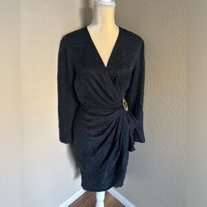Silk Studio vintage Elegant silk Black Wrap Dress size 4